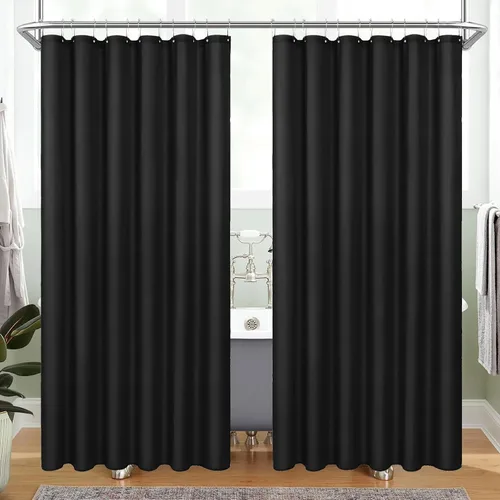 Vista 24 de MitoVilla Forro de cortina de ducha de tamaño medio, 36 x 72 pulgadas, forro de cortina de baño para hotel moderno, forro de ducha negro, lavable