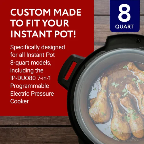 Vista 2 de Impresa Tapa de silicona Insta Pot de 8 cuartos (sin BPA), compatible con olla a presión eléctrica programable IP-DUO80 7 en 1, solo 8 cuartos