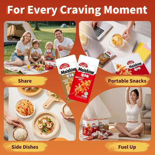 Vista 2 de WEILOONG Konjac Snack Hot Spicy & Peanut Sesame, Chewy Bouncy 40 Packs