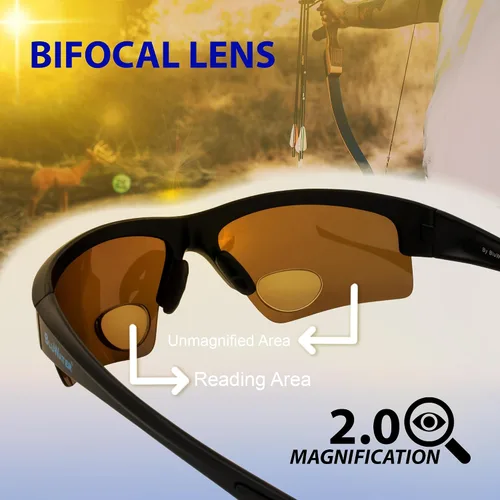 Vista 4 de Global Vision BluWater - Lentes de sol bifocales polarizados para hombres y mujeres, lentes de pesca con bifocales +2.0 de aumento con montura negra