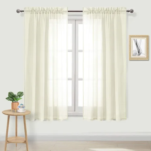 Vista 102 de DWCN Cortinas Transparentes Aqua de Voile Semitransparente con Bolsillo para Barra para Dormitorio y Sala de Estar, 36 x 36 pulgadas de Largo, Juego