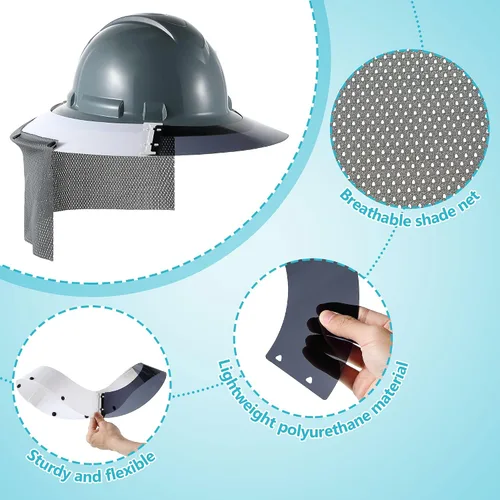 Vista 3 de Feekoon Parasol reutilizable con protector para el cuello, visera de red transpirable, para protección UV, accesorios de casco de construcción