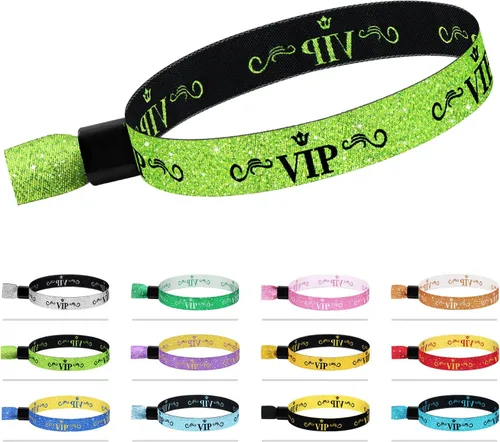 Vista 12 de 100 piezas de pulseras VIP de tela para eventos, pulseras VIP desechables para eventos, pulseras VIP de colores para eventos, para conciertos Negro