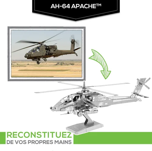 Vista 2 de Fascinations Metal Earth AH-64 Apache 3D Kit de modelo de metal