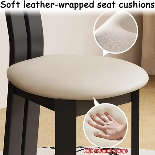 Vista 6 de YVYKFZD Dining Chairs Set, Solid Wood Dining Room Chair, Upholstered Kitchen Chairs, Unique Key-Shaped Living Room Chair, for Offices Bedroom Study