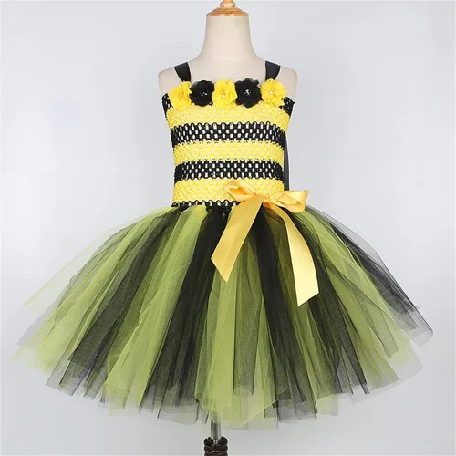 Vista 7 de Fivean Disfraz de tutú de abeja para niñas, espectáculo de escenario, disfraz de cosplay de abejorro para Halloween y cumpleaños