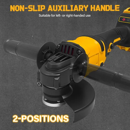 Vista 6 de Amoladora angular inalámbrica de 4-1/2 pulgadas para batería De-Walt 20V Max, motor sin escobillas de 8500 RPM con control de 3 velocidades, ideal