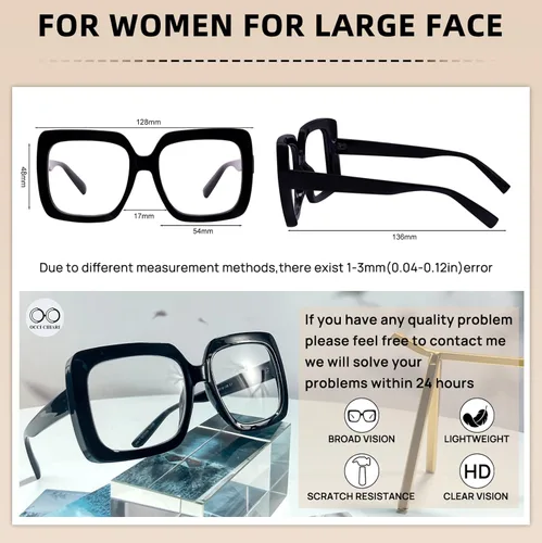 Vista 5 de OCCI CHIARI Gafas de Lectura para Mujer 1.0 Cuadrada Sobredimensionada(1.0 1.25 1.50 1.75 2.0 2.25 2.5 2.75 3.0 3.5 4.0)