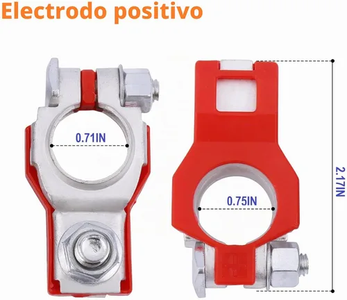 Vista 4 de Conectores de terminal de batería (1 par), poste superior de terminal de cable de batería automático positivo y negativo con fondos de plástico
