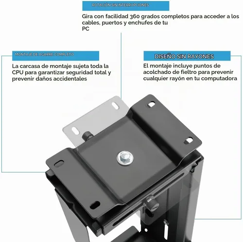 Vista 3 de HumanCentric Soporte ajustable para computadora debajo del escritorio