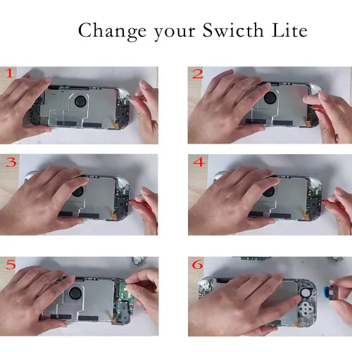 Vista 6 de Juego de repuesto para joystick de Nintendo Switch lite, Kit de herramientas de repuesto para joystick de reparación para Switch lite y controlador
