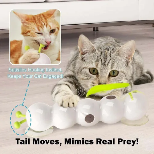 Vista 6 de Caterpillar - Juguete inteligente interactivo para gatos, juguetes recargables activados por movimiento, resistentes a las mordeduras, juguetes