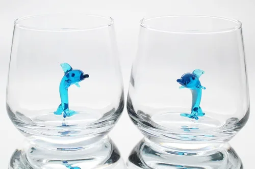 Vista 8 de Taza de vidrio 3D con bonita figura de animal en el interior, figura de cangrejo de vidrio soplado a mano en el interior, vaso sin tallo para vino