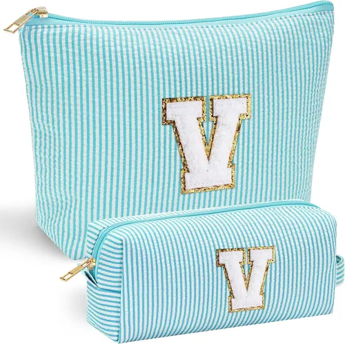 Vista 177 de YOOLIFE Regalos del Día de la Madre para Mujeres, Bolsa de Maquillaje con Iniciales, Bolsa de Maquillaje para Viaje, Bolsa de Maquillaje Negro