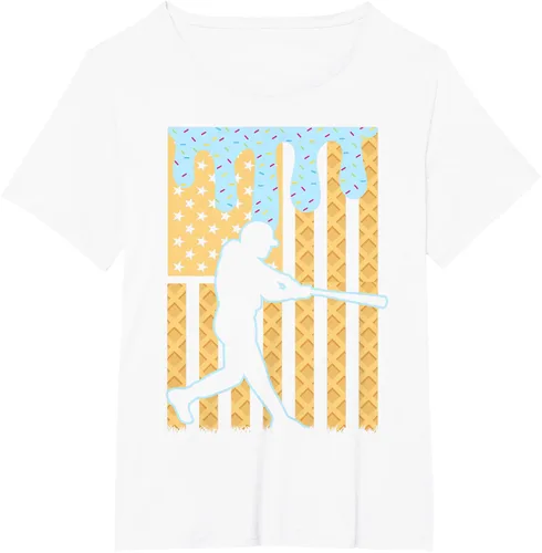 Vista 112 de Camiseta de béisbol Drip Boys Dripping Ice Cream Baseball American Flag, Negro -, Pequeña