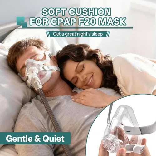 Vista 6 de Cojín de repuesto para ResMed AirFit F20, compatible con la máscara CPAP original F20, sellado confiable y ajuste perfecto, ultra suave, cubierta