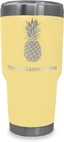 Vista 41 de LaserGram Vaso aislado al vacío de 20 onzas, piña, grabado personalizado incluido (negro)