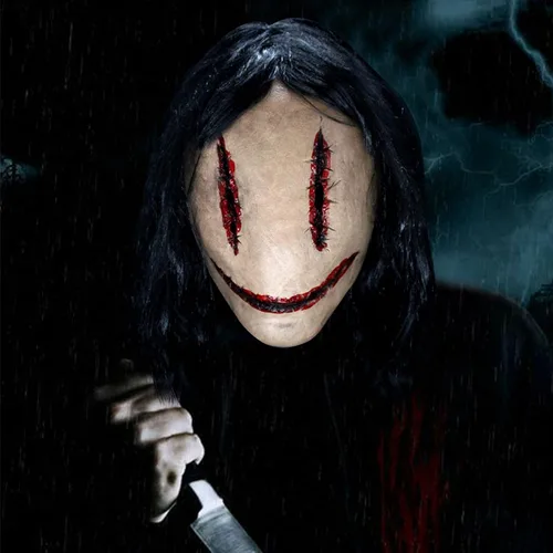 Vista 6 de nezababycos Máscara de terror para Halloween, máscara de mujer asesina en serie con pelucas, disfraz de fantasma, demonio, fantasma, demonio