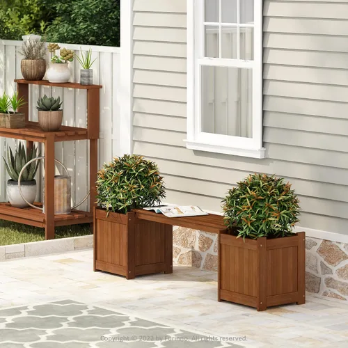Vista 2 de Furinno FG16011 Tioman - Caja de flores de madera dura, color marrón