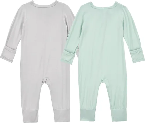 Vista 2 de Aablexema Pijama sin pies con cremallera y mitón, rayón de bambú, pijama de manga larga para bebé