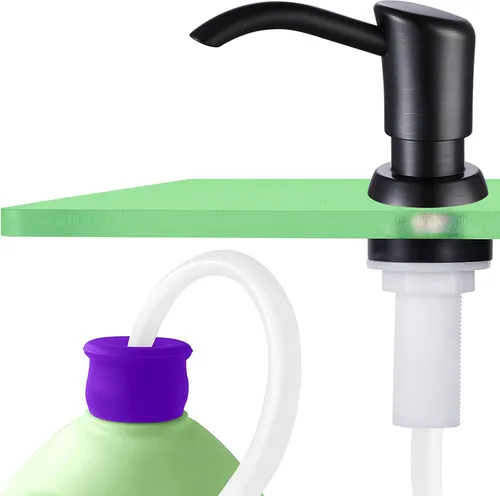 Vista 12 de GAGALIFE Dispensador de jabón empotrado en mostrador (níquel cepillado) para fregadero de cocina y kit de tubo de extensión, actualización