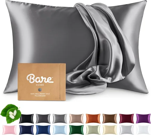 Vista 9 de Bare Home Funda de almohada 100% seda de morera para cabello y piel - Funda de almohada de seda ultra premium grado 6A 19 Momme - Cremallera oculta
