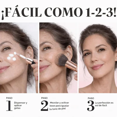 Vista 7 de LUMINESS Kit de 3 piezas Liquid Mirage - Base con cambio de color con SPF 50, pincel de maquillaje y primer hidratante y ligero para el rostro, base
