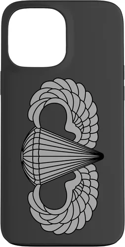 Vista 23 de Insignia básica de paracaidista para iPhone 14, alas de salto aerotransportadas, funda gris