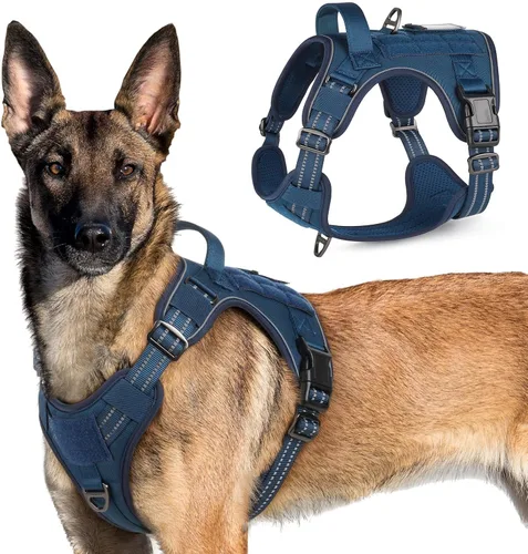 Vista 28 de rabbitgoo Arnés táctico para perros pequeños, chaleco de servicio militar sin tirones con asa y Molle, de fácil control para entrenar y caminar