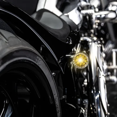 Vista 7 de DREAMIZER 2 piezas de luces intermitentes para motocicleta con 15 LEDs, cromadas, tipo bala, lámparas indicadoras delanteras y traseras, compatibles
