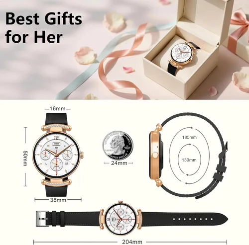 Vista 6 de Relojes inteligentes para mujer, Android IOS, pantalla AMOLED ultra clara de 1.2 pulgadas, rastreadores de actividad física con llamada Bluetooth