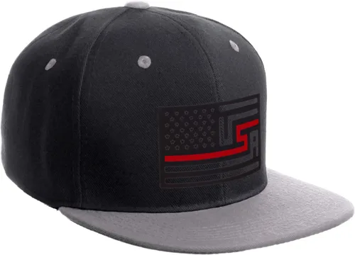 Vista 11 de I&W Hatgear Bandera de Rediseño de Estados Unidos Delgada Azul Línea Roja Soporte American Servicemen Sombrero El Snapback Línea Azul Delgada