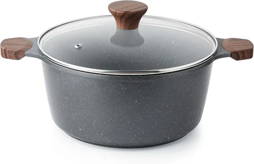 Vista 15 de SENSARTE Olla de cerámica antiadherente con tapa, olla de cocción de inducción de 4.5 cuartos de galón con tapa de vidrio templado, olla