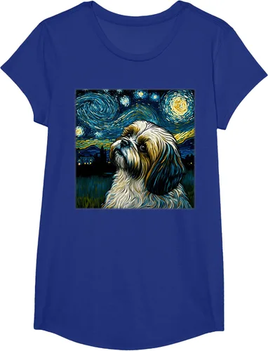 Vista 61 de Camiseta Surrealism Starry Night Shih Tzu Dog