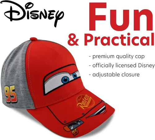Vista 3 de Disney Pixar Boys Cars Lightning McQueen Hat - Piston Cup Baseball Cap ToddlerBoy