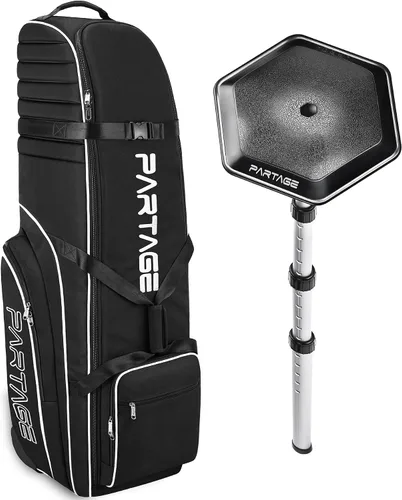 Vista 7 de Partage Bolsa de viaje de golf con ruedas, estuche de viaje de golf para aerolíneas, Oxford resistente 900D - Negro