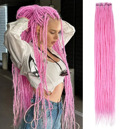 Vista 22 de Kraler Extensiones de Rastas Azules, Extensiones de Rastas Sintéticas de Ganchillo de 22", 100% Hechas a Mano, Rastas de Una Sola Punta, Delgadas