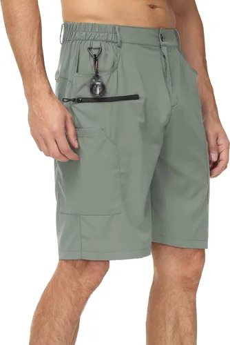 Vista 2 de Fjnbbiot Pantalones cortos de verano para hombre, estilo cargo, de secado rápido, pantalones cortos de golf, 7 bolsillos, Waterproff