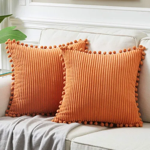 Vista 21 de Fancy Homi Juego de 2 fundas de almohada decorativas negras de 12 x 12 pulgadas con pompones para sofá y cama, decoración moderna de estilo bohemio