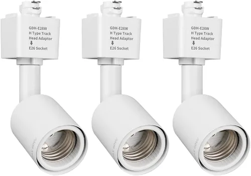 Vista 11 de mirrea H Type Track Lighting Head to E26 Adaptador de base de tornillo mediano Dirección de luz ajustable Paquete de 12 (negro)