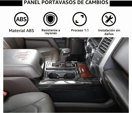 Vista 4 de Voodonala Cubierta de panel de consola de engranajes estilo madera negra para Ford F150 2015-2020 (madera negra, 1 unidad, ABS)