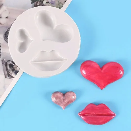 Vista 6 de Moldes de silicona para labios DIY corazón resina epoxi molde de boca de silicona artesanal molde personalizado