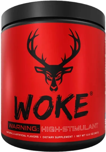 Vista 6 de Bucked Up - Woke - HIGH STIM Pre Entreno - Mejor Sabor - Enfoque Nootrópico, Bombeo, Fuerza, 30 Porciones (Frambuesa Azul)