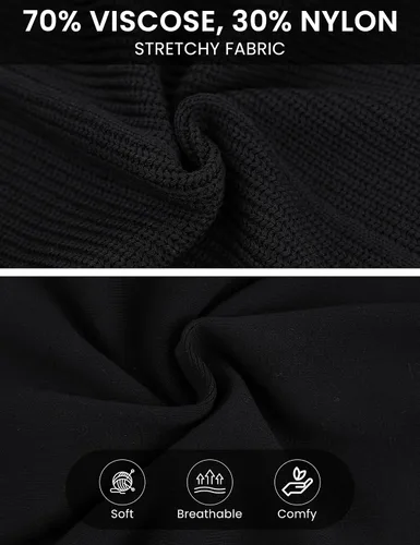 Vista 6 de Lentta Conjunto de suéter de punto de dos piezas para mujer, color liso, cintura alta, pantalones cortos