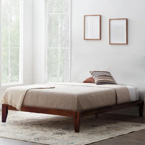 Vista 12 de Main + Mesa Yume - Cama moderna de plataforma de madera maciza con carpintería japonesa, acabado negro, tamaño Queen