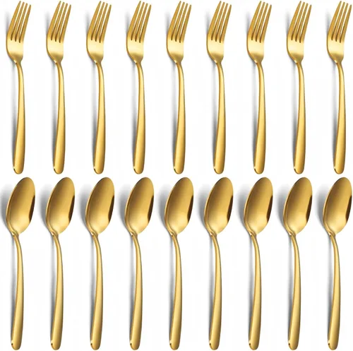 Vista 9 de Unokit Juego de cubiertos de 24 cucharas y tenedores – Tenedores y cucharas de acero inoxidable de grado alimenticio para el hogar, cocina