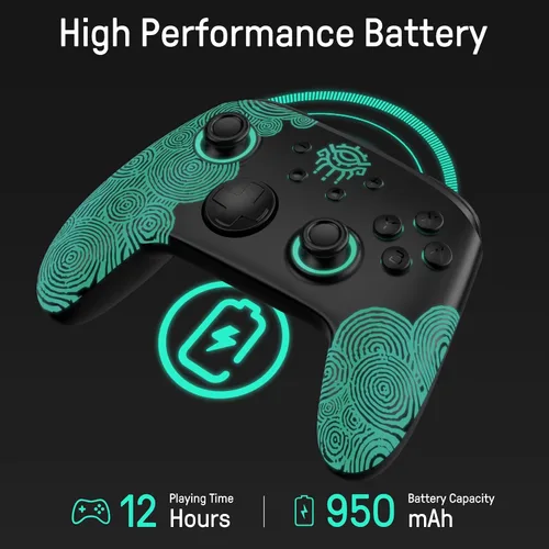 Vista 4 de FUNLAB Switch Pro - Controlador inalámbrico compatible con Nintendo SwitchOLEDLite, control remoto Bluetooth FF con 7 colores LED, paleta