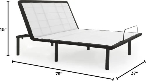 Vista 2 de Greaton Base de cama ajustable de 15 pulgadas con telas decorativas, inclinación de la cabeza con control remoto con cable, barra protectora
