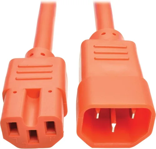 Vista 9 de Tripp Lite Cable de extensión de alimentación resistente de 6 pies, C14 a C15, 15A, 14 AWG, rojo (P018-006-ARD)