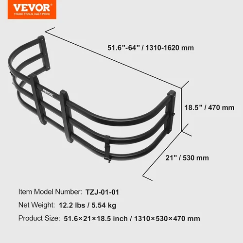 Vista 7 de VEVOR Extensor de caja de camión, extensor retráctil de aluminio para puerta trasera, longitud ajustable de 51.6 a 64 pulgadas, requiere taladro, se
